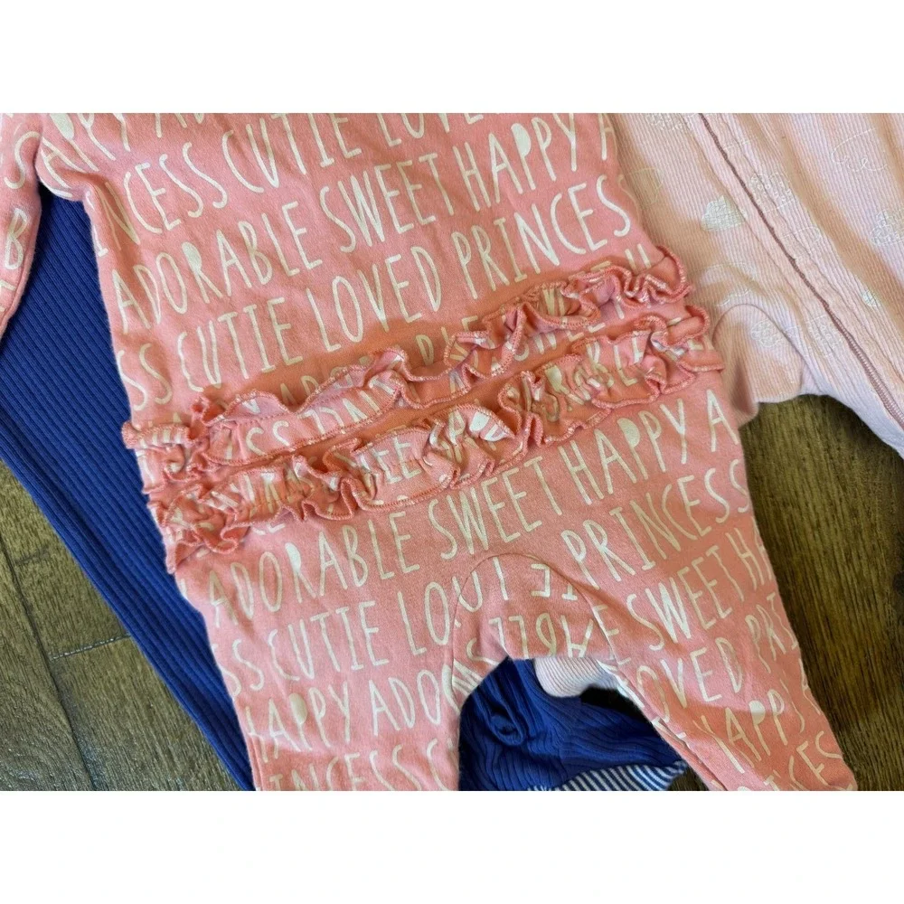 Carters Sleepers Girl 3 Months Lot Rompers Outfits‎ Sleep N Plays Bundle Ruffle